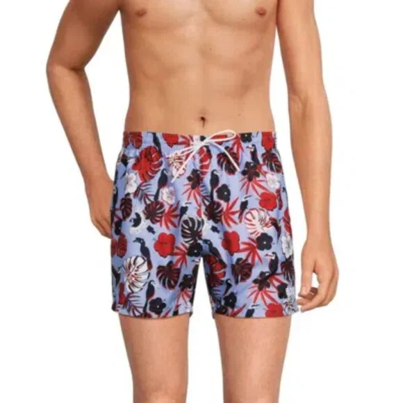 NWT Hugo BOSS Men's Piranha Swim Trunk Shorts Open Blue Medium M